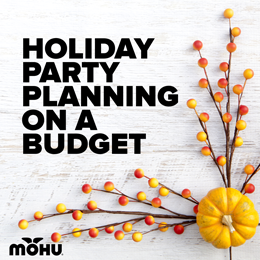 Holiday Party Planning on a Budget - pumpkin and autumn decor with mohu logo