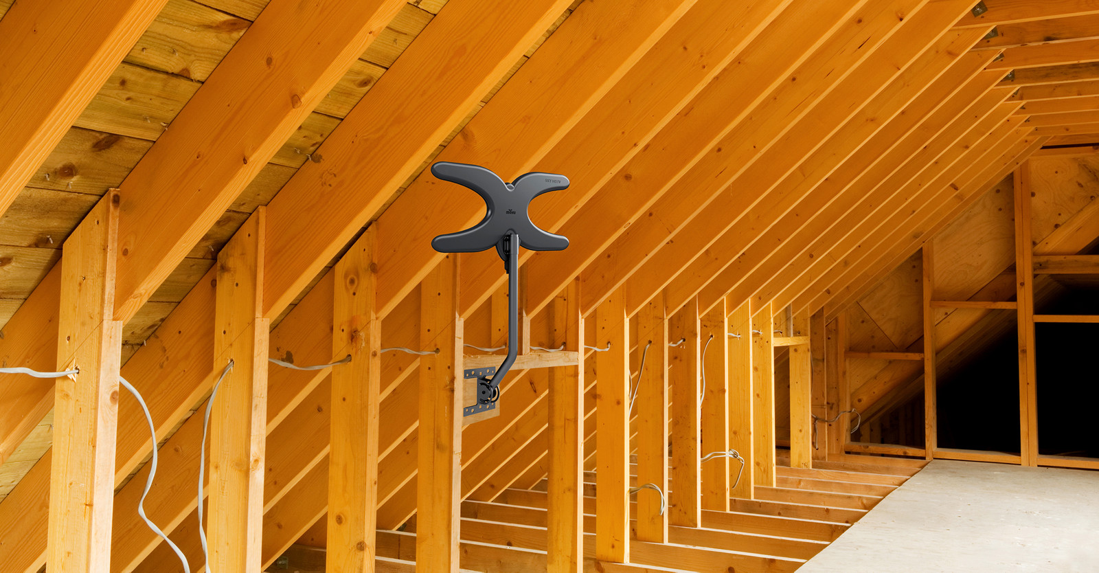 Mohu Sky antenna mounted in an attic