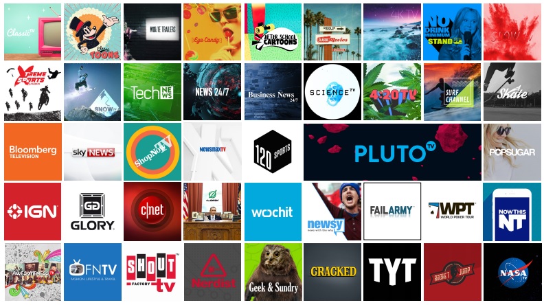 Pluto TV- list of channels