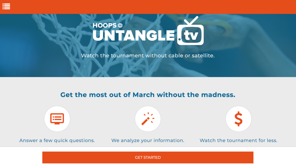 Hoops on Untangle.TV screenshot for watching March Madness